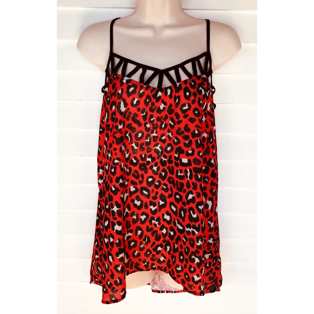 Studio Y | Red Leopard print top